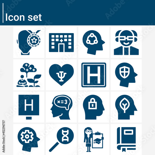 Simple set of psychiatry related filled icons.