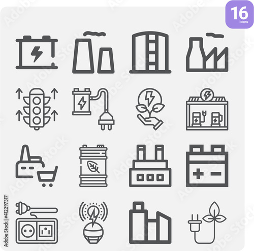 Simple set of watts related lineal icons.