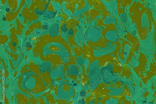 Colorful marble ink texture on watercolor paper background. Marble stone image. Bath bomb effect. Psychedelic biomorphic art.