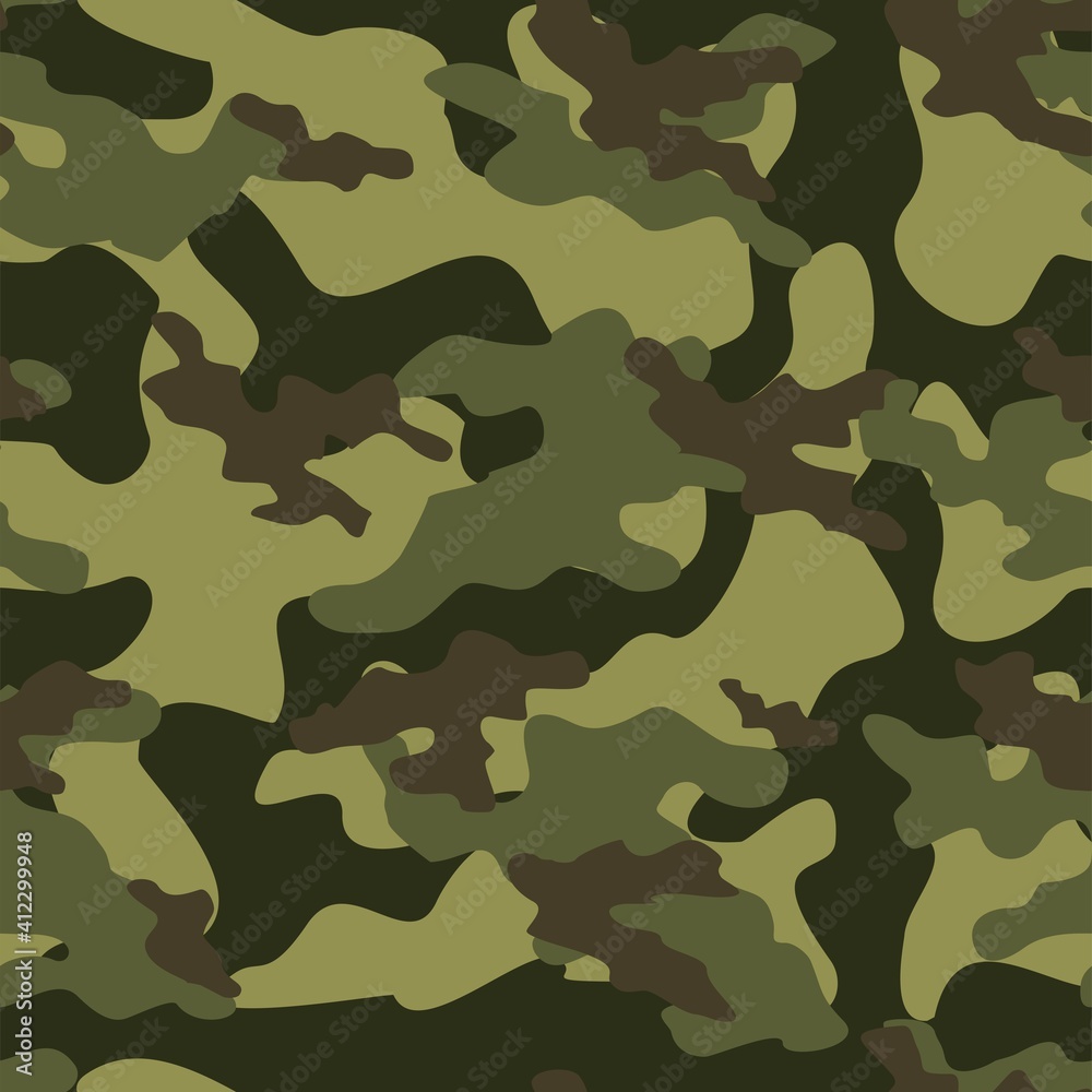 Fototapeta premium green Military camo seamless pattern. Forest background on textile. Stylish new design. Ornament. Vector