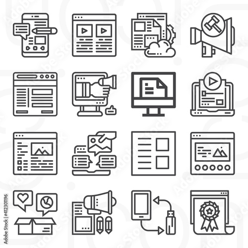 16 pack of controversy  lineal web icons set