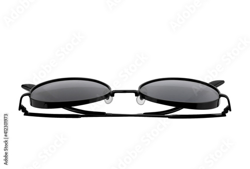 black sunglasses with metal frames  isolate on a white background