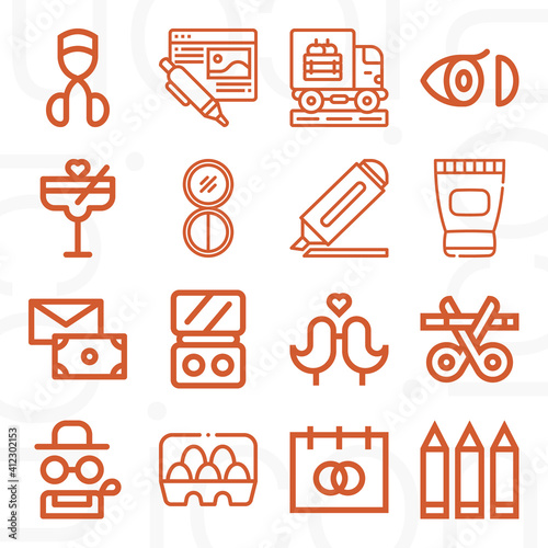16 pack of bring out  lineal web icons set