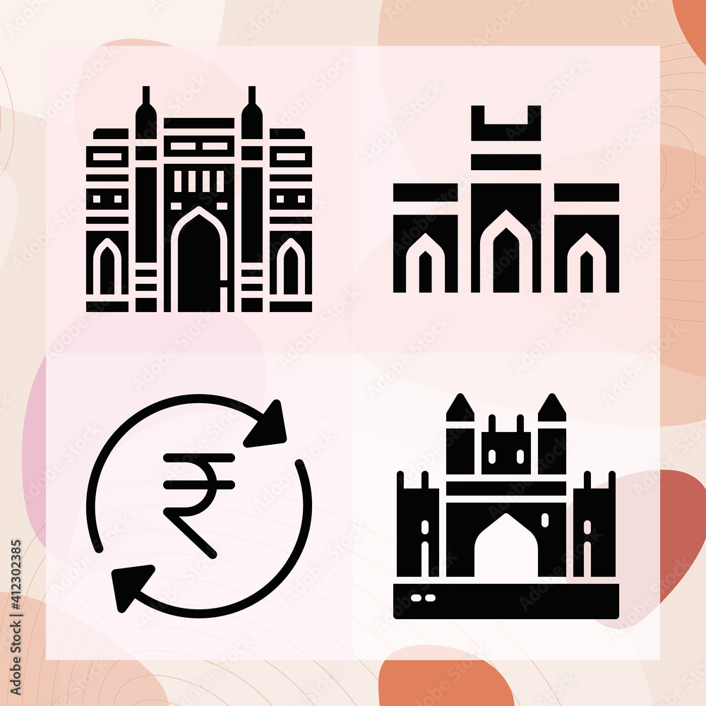 Simple set of bombay related filled icons