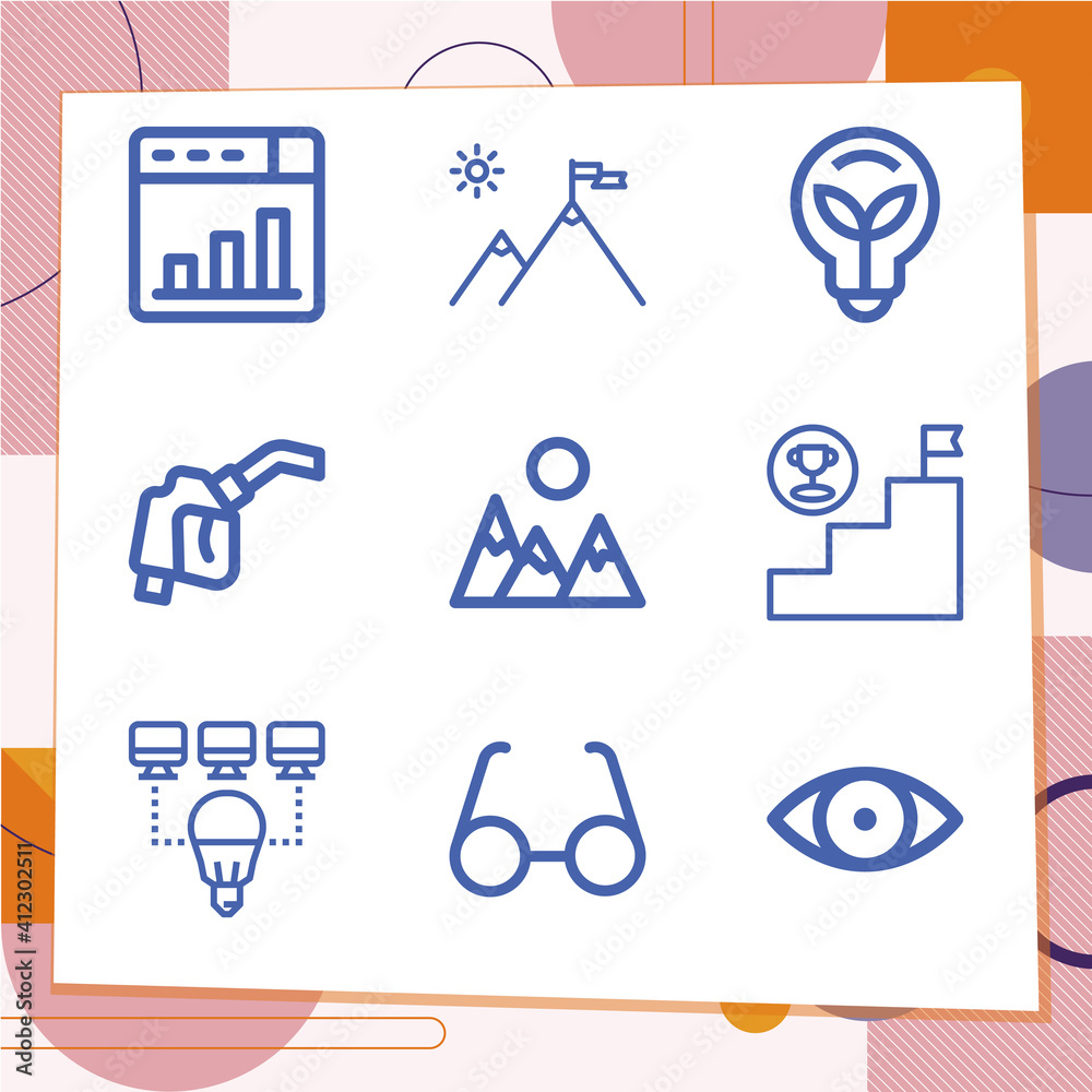 Simple set of 9 icons related to motivation Simple set of 9 icons related to motivation