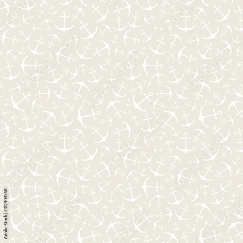 Nautical seamless pattern with ship wheels and anchors