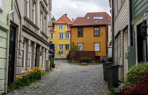 Colorful scandinavian style wooden houses in Bergen © Adam