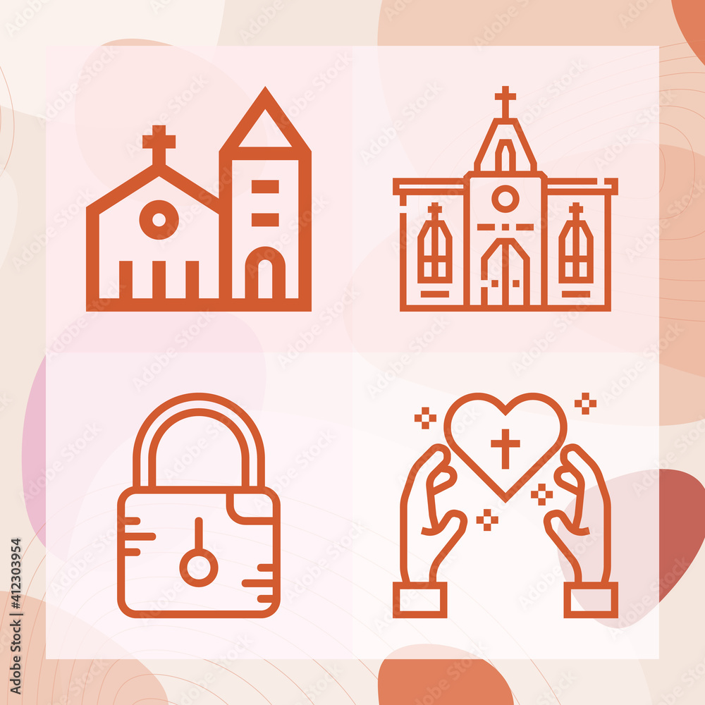 Simple set of protestant related lineal icons Simple set of protestant related lineal icons