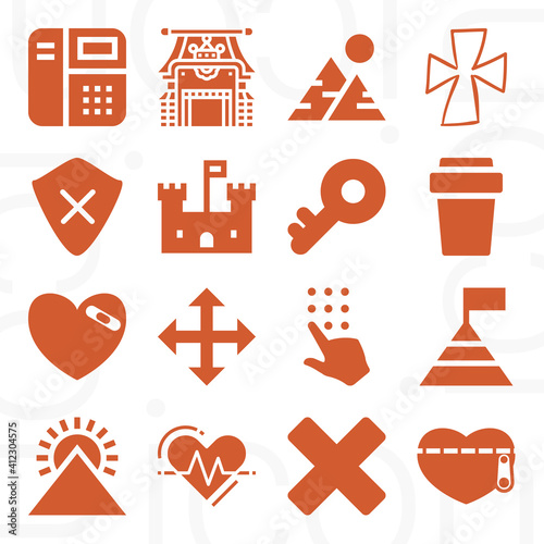 16 pack of ruin  filled web icons set
