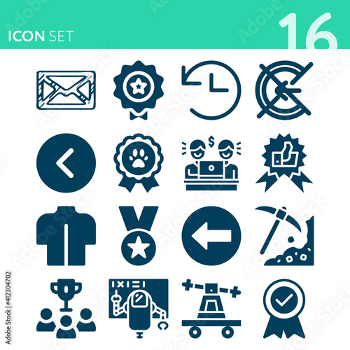 Simple set of 16 icons related to reinforce