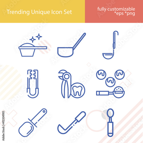 Simple set of twelfth related lineal icons.