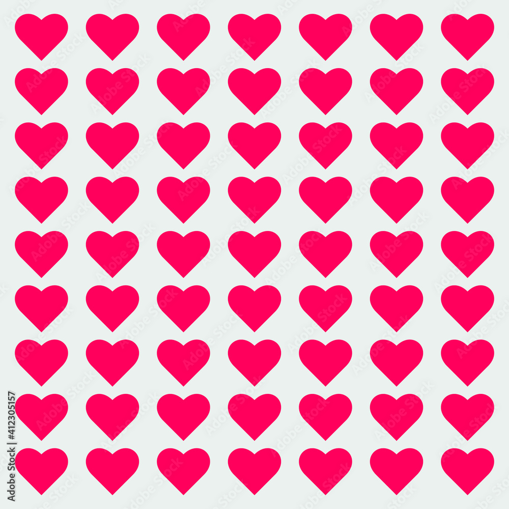 vector pattern of identical red hearts