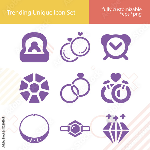 Simple set of recommendation related filled icons.