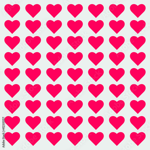 vector pattern of identical red hearts