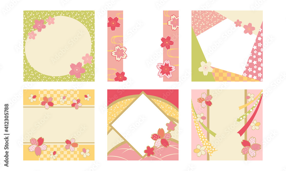 桜のミニカード/  Japanese Cherry Blossom Mini Card Set