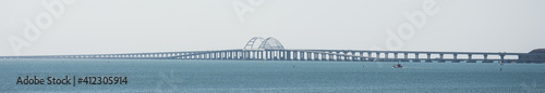 Crimean bridge across the Kerch Strait on a clear day