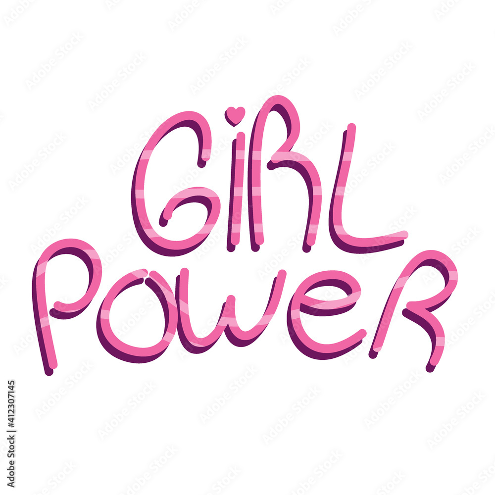 Quote girl power in cartoon style isolated on a white background. Lettering handwritten for illustrations of feminism. Vector illustration. Quote girl power in cartoon style isolated on a white background. Lettering handwritten for illustrations of feminism. Vector illustration.