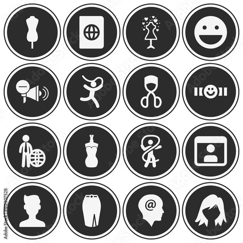 16 pack of lady filled web icons set