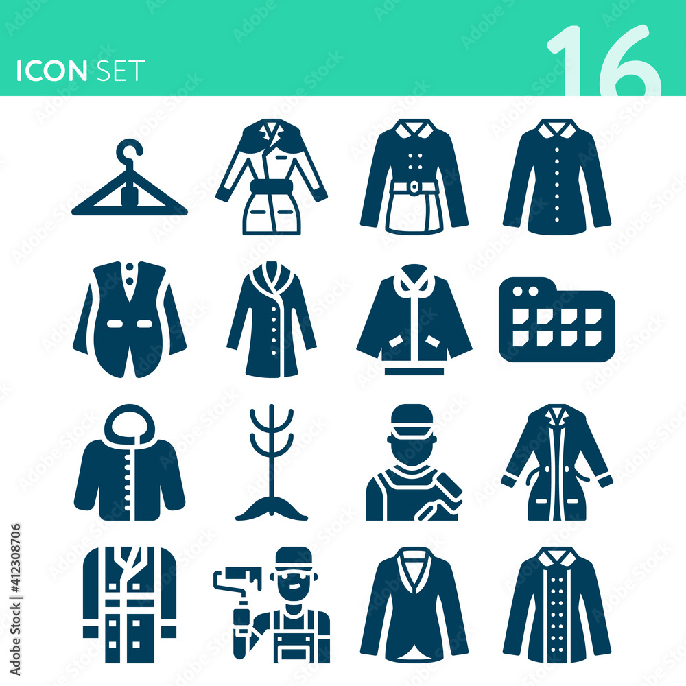 Simple set of 16 icons related to finishing Simple set of 16 icons related to finishing