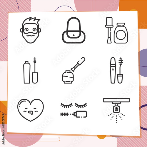 Simple set of 9 icons related to round off