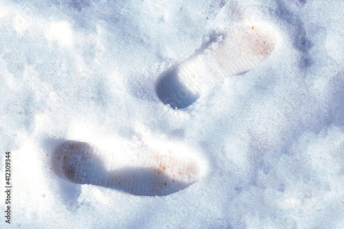 the footprint in the snow
