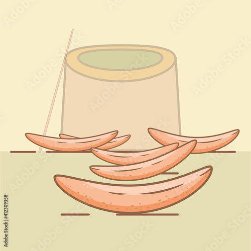 Icon of shoti bread. Shoti - Georgian bread. Delicious traditional homemade pastries in Georgia.  vector illustration of tone 