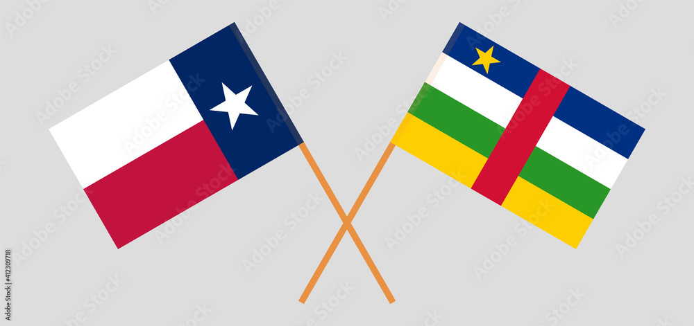 Crossed flags of the State of Texas and Central African Republic