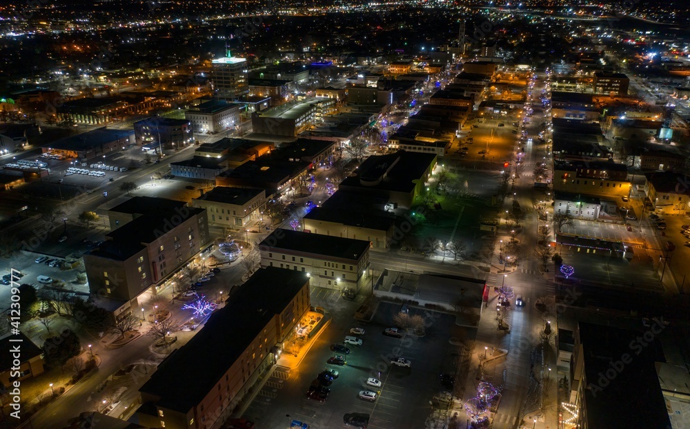 Aerial View of Christmas Lights in Grand Junction, Colorado at Dusk Aerial View of Christmas Lights in Grand Junction, Colorado at Dusk