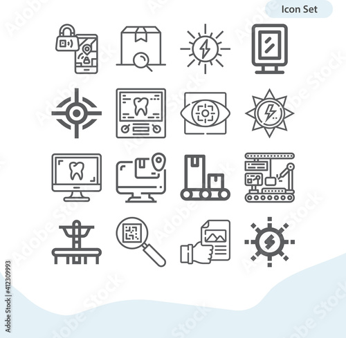 Simple set of tracing related lineal icons.