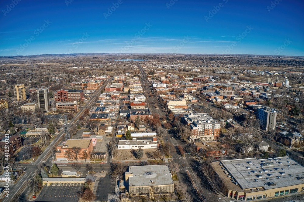 Aerial View of Fort Collins, Colorado in Winter
