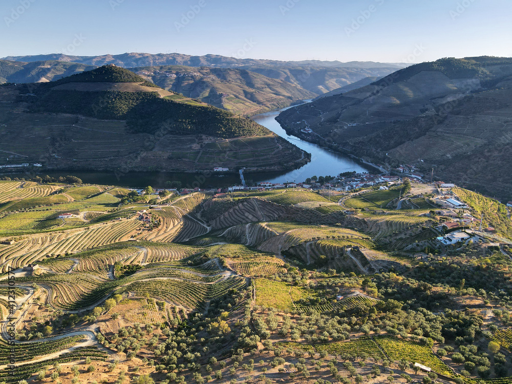 Amazing views of Douro vineyards and river from Casal de Loivos viewpoint, Portugal