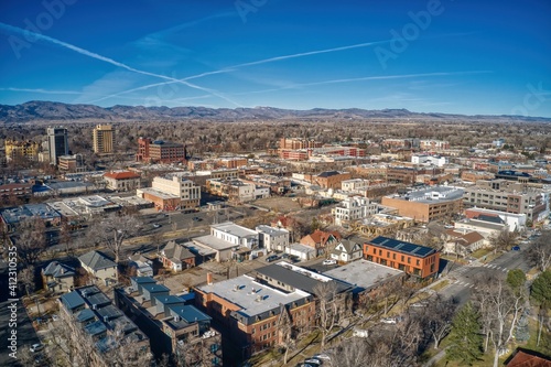 Aerial View of Fort Collins, Colorado in Winter