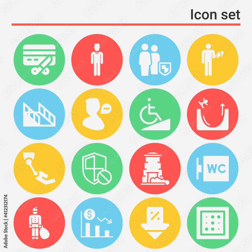 16 pack of disadvantage  filled web icons set