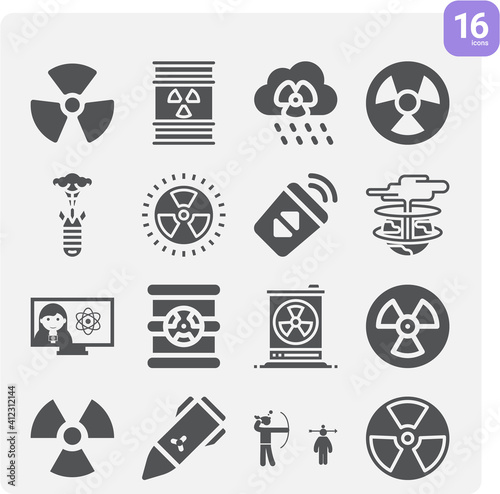 Simple set of radiation related filled icons.