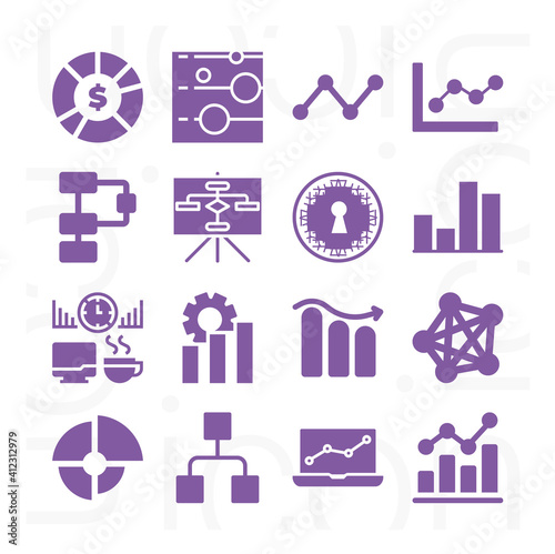 16 pack of vertex  filled web icons set