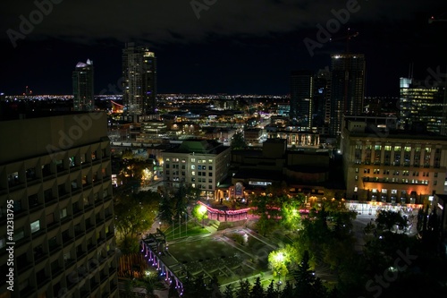 View from a Highrise apartment in downtown Calgary  Alberta