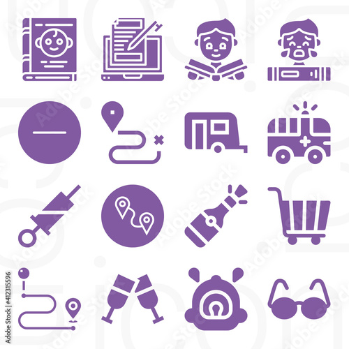 16 pack of dispatch  filled web icons set
