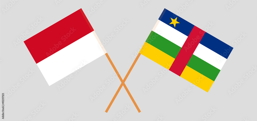 Crossed flags of Monaco and Central African Republic