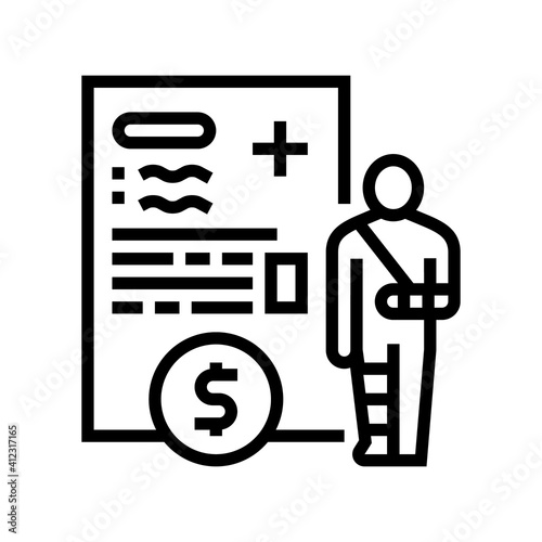 injuries allowance line icon vector. injuries allowance sign. isolated contour symbol black illustration