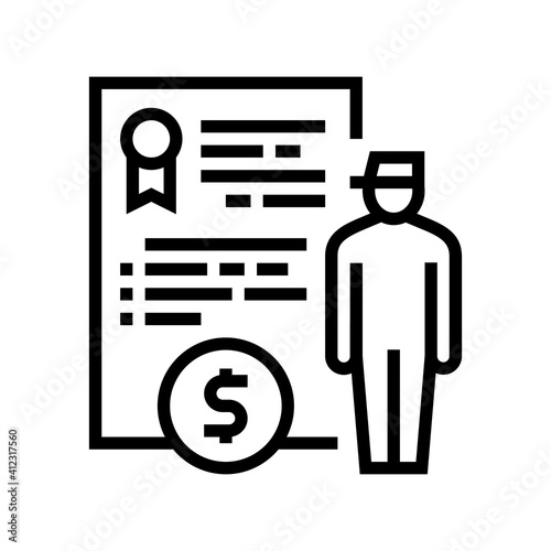 military personnel allowance line icon vector. military personnel allowance sign. isolated contour symbol black illustration
