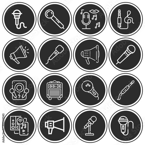 16 pack of pa system  lineal web icons set