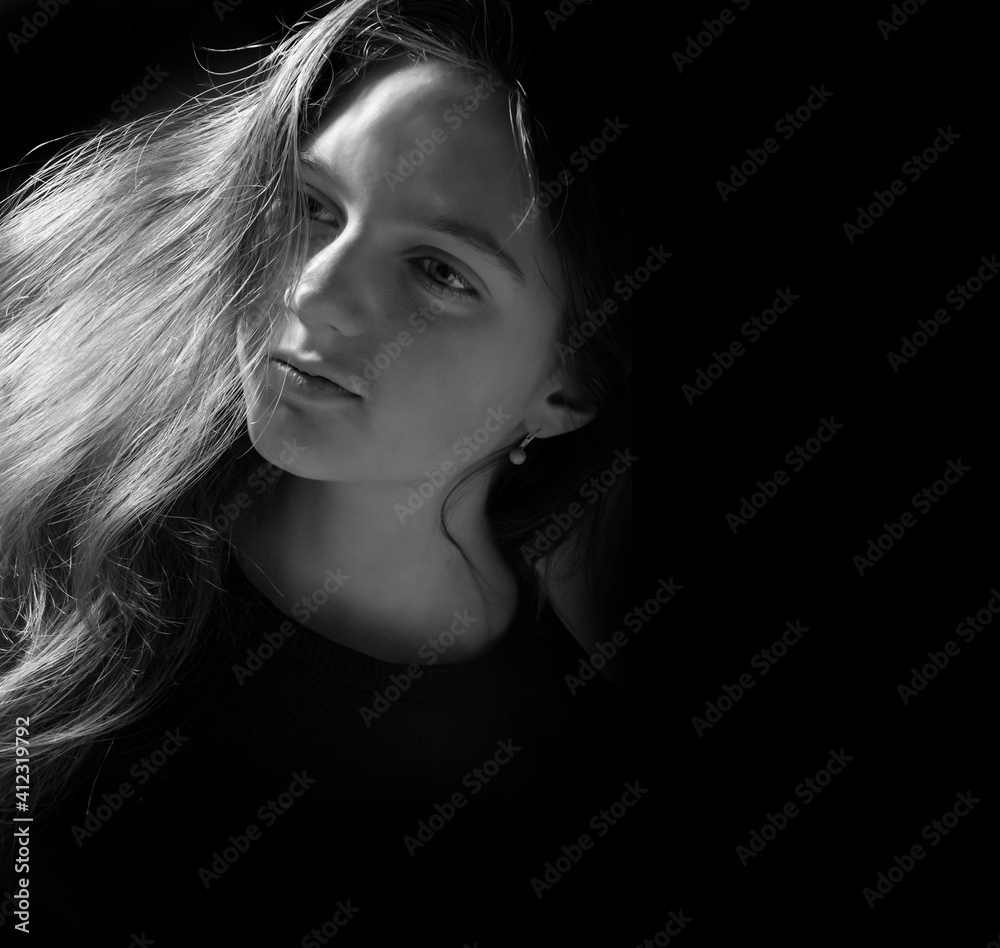 little girl - black and white portrait little girl - black and white portrait