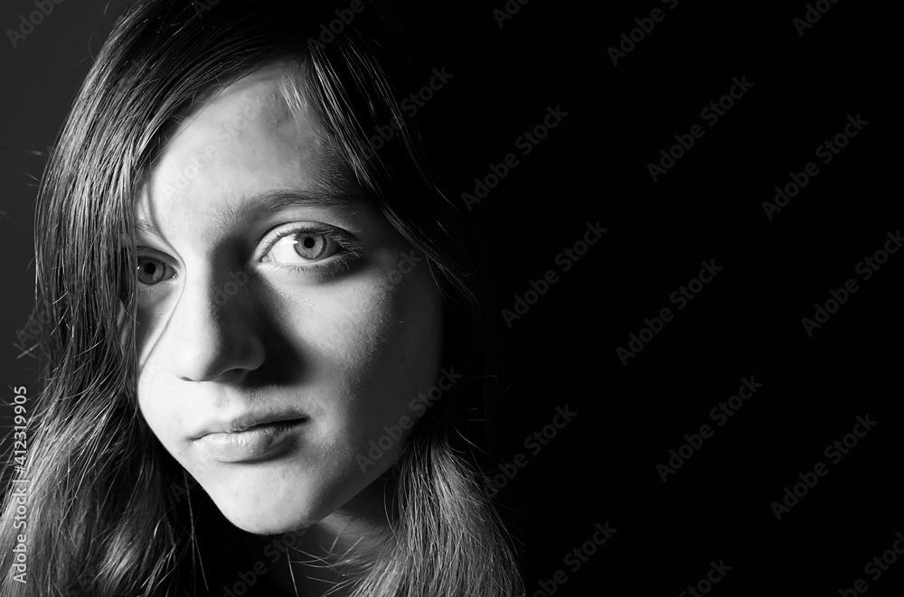 little girl black and white portrait Stock Photo Adobe Stock