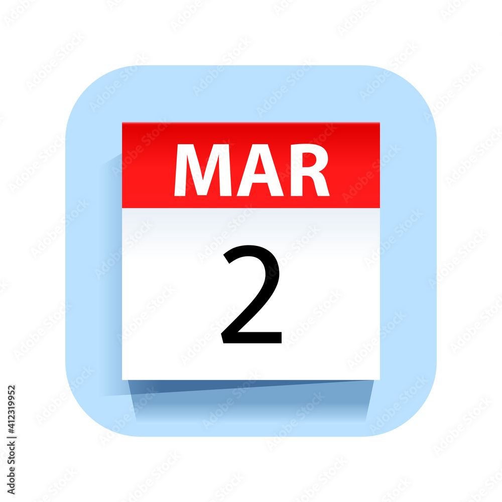 March 2. Calendar Icon. Vector Illustration.