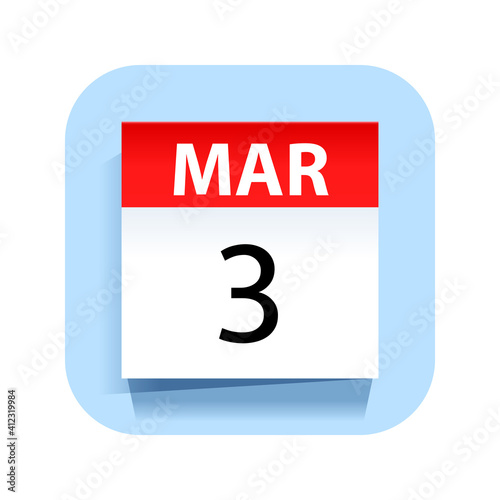 March 3. Calendar Icon. Vector Illustration.