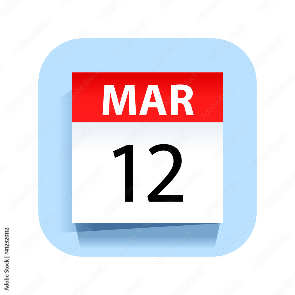 March 12. Calendar Icon. Vector Illustration. March 12. Calendar Icon. Vector Illustration.