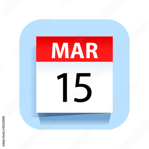 March 15. Calendar Icon. Vector Illustration.