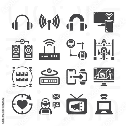16 pack of phone operator  filled web icons set
