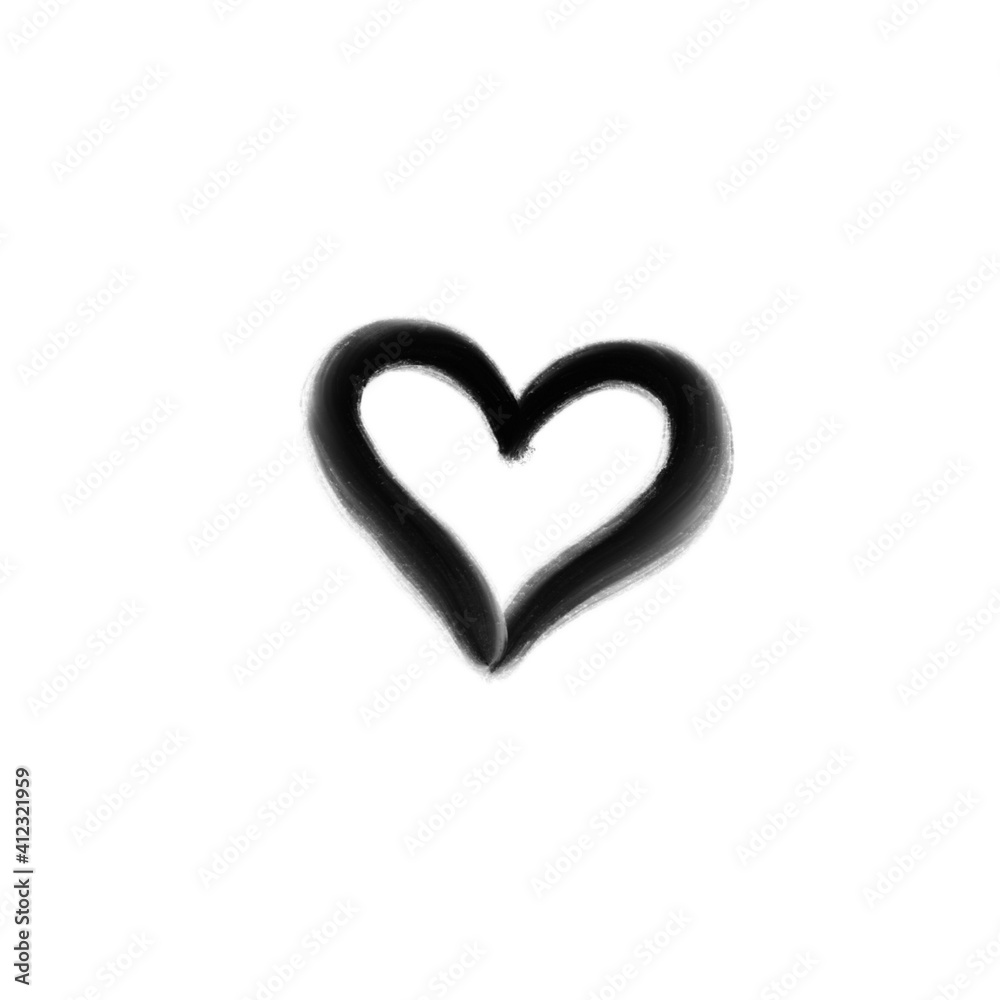 Simple shape of painted heart, illustration for valentine's day typography