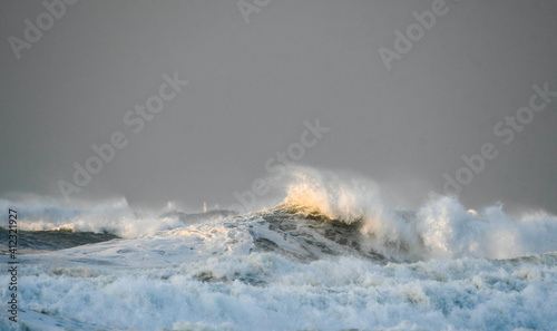 Storm of waves with wind. photo